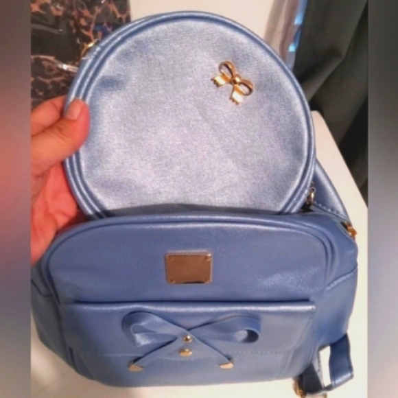 Mini Backpack Purse Blue 3-pcs - Picture 3 of 5